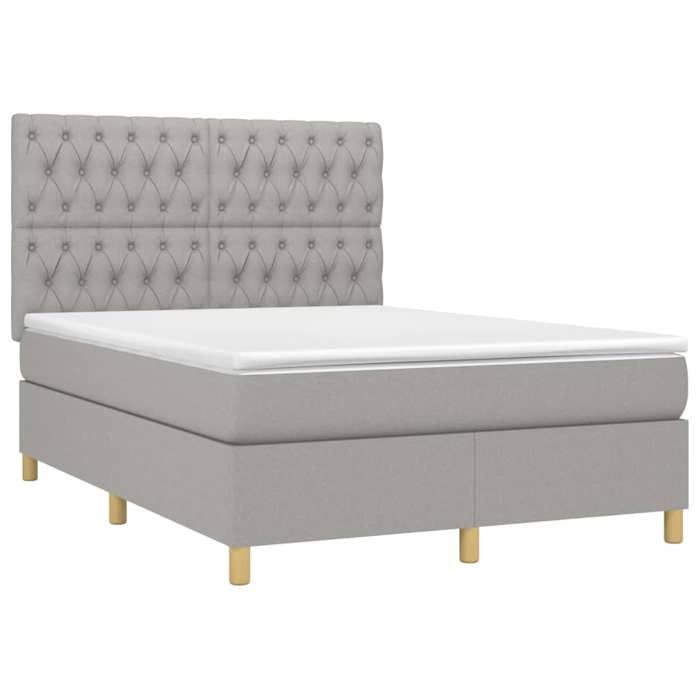 Maison Exclusive - Sommier à lattes de lit avec matelas Gris clair 140x200cm Tissu