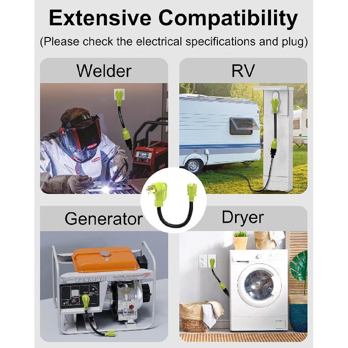 ETL Listed EV Plug Adapter For Tesla Motors/Gen 2, NEMA 14-50P Male To 6-20/15R Female Adapter With Grip Handle, 1.5FT Heavy Duty 50 Amp To 20 Amp