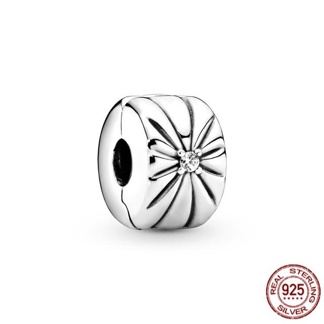 Стерлингового серебра 925 пробы, прозрачное Pav éClip, подвеска из бисера, подходит для милого модного браслета, ожерелье, модные украшения, подарок для женщин