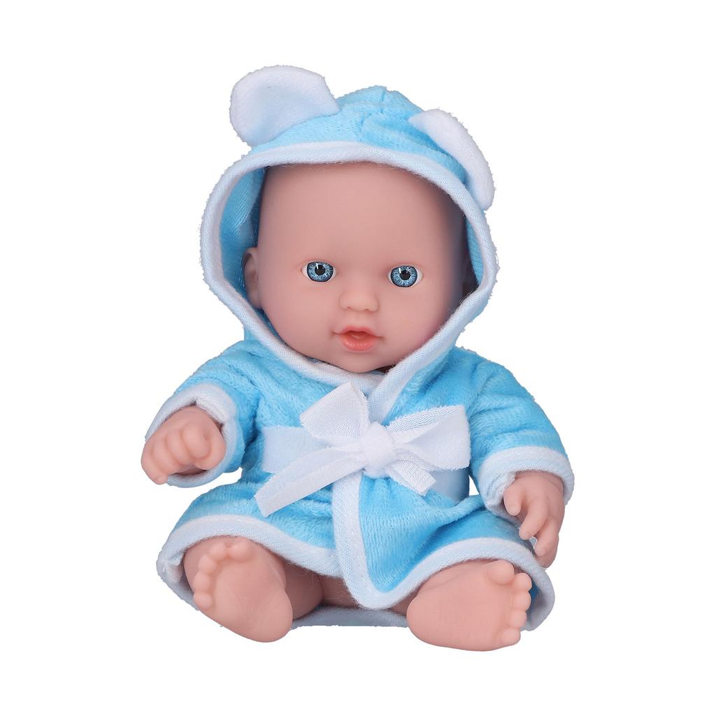 Soft Body Baby Doll Lifelike Newborn Baby Doll Simulation Reborn Baby Doll 8 InchesBlue Gown