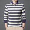 Полосатая футболка осень и зима новые длинные рукава нижние рубашки для молодежи и среднего возраста деловые повседневные рубашки поло мужские топы