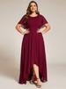 Ever-Pretty Women's Elegant Round Neck Ruffles Sleeve Chiffon Plus Size Evening Dresses with Asymmetrical Hem
