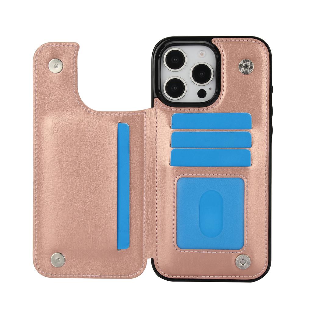 For iPhone 16 15 14 13 12 11 Pro Max PU Leather Case Kickstand Card Holder, Double Magnetic Clasp and Durable Shockproof Cover