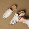 Fashion 2025 Summer New Women Shoes Genuine Leather Square Toe Women Sandals Hollow Out Sandals for Women Chunky Heel Mules Slippers