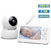 EU Plug 5 Inch Wireless Infant Intercom Night Vision Camera Two Way Audio Temperature Sensor Built-In Lullaby Baby Monitor