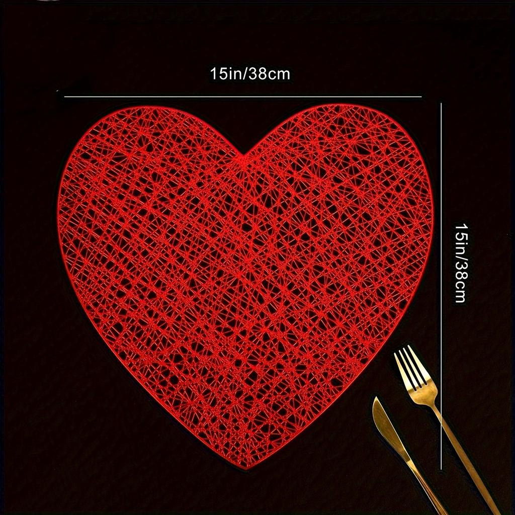 Heart Shaped Placemat, Heat-resistant Table Mat, Suitable for Wedding and Holiday Table Decoration