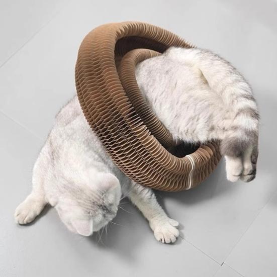 Когтеточка-гармошка для кошек, трансформируемая игрушка для кошек с мячиком с колокольчиком, когтеточка, интерактивная развивающая игрушка для дома