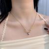 1 Pcs Light Luxury Cool Wind Long Series Gold Plated Copper Pendant With Stainless Steel Chain Combination Of Necklaces