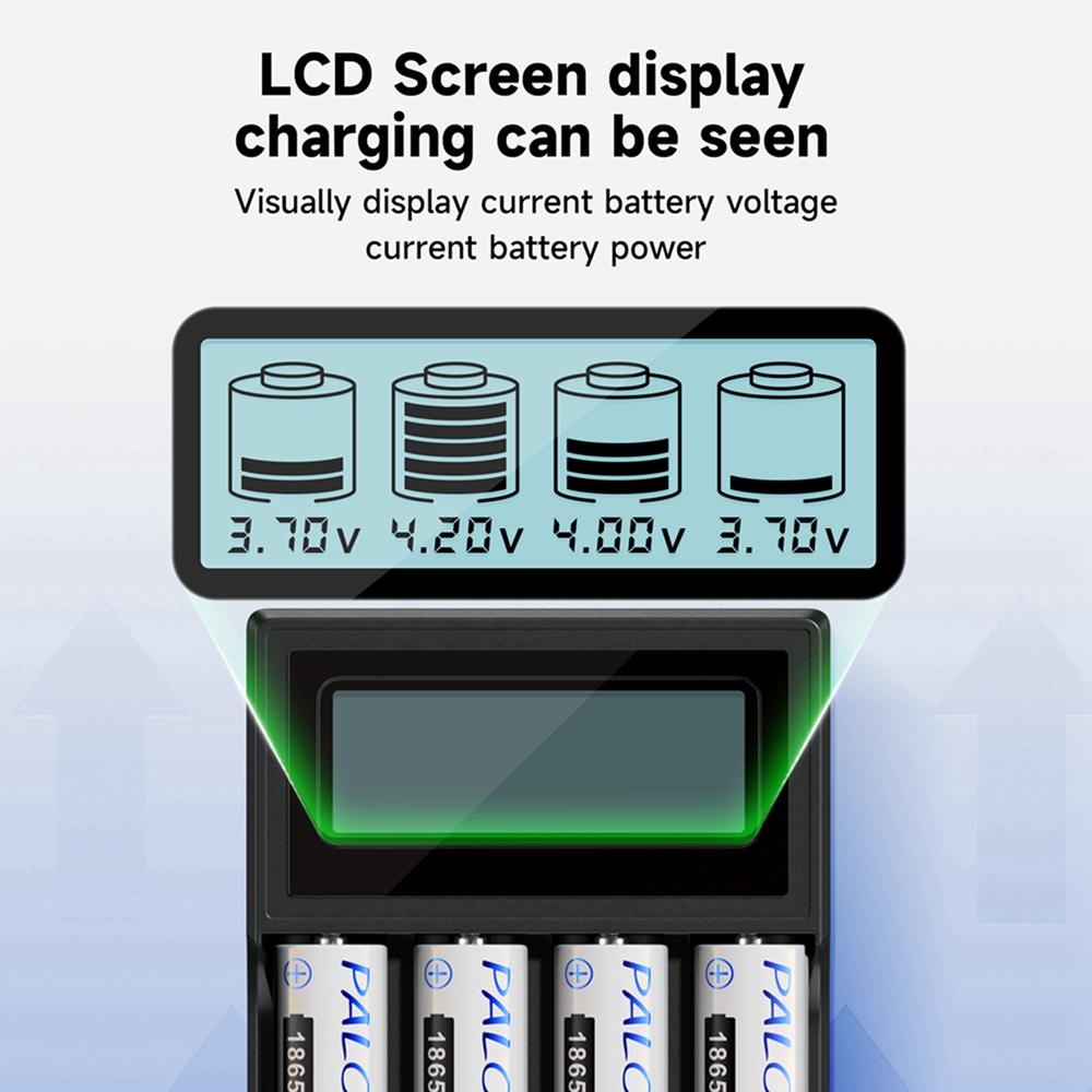 PALO Зарядное устройство 3,7 В 18650 1500 мАч, литий-ионный аккумулятор, независимая USB зарядка, портативное электронное зарядное устройство 18350 16340 14500