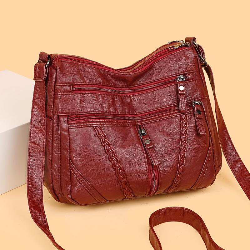 Многокарманная женская сумка через плечо из мягкой кожи, сумка для мам среднего и пожилого возраста, сумка через плечо