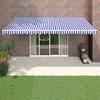 Automatic Retractable Awning Blue and White - VidaXL - 5x3 M - Powder-coated Aluminum - UV Resistant
