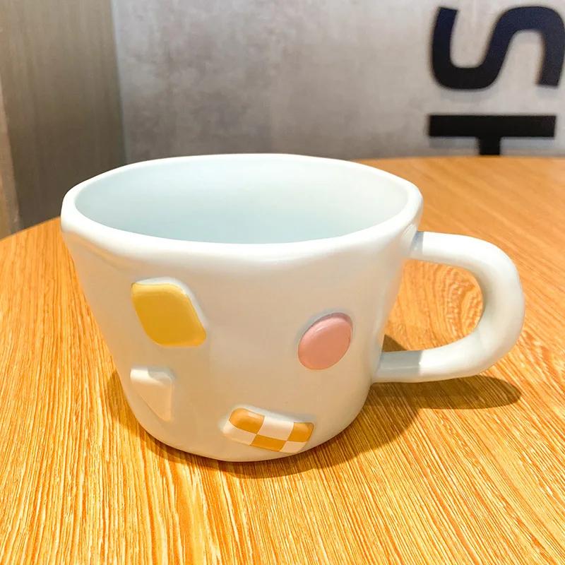 JUSTINLAU Ceramic Mug Cartoon Ice Cream Bear Flower Bird Water Cup Portable Breakfast Coffee Milk Oat Cups Home Office Drinkware