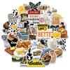 50 мультяшных наклеек с коровами и маслом, персонализированные, декоративные, для чемодана, ноутбука, водостойкие и съемные, без повторяющихся наклеек