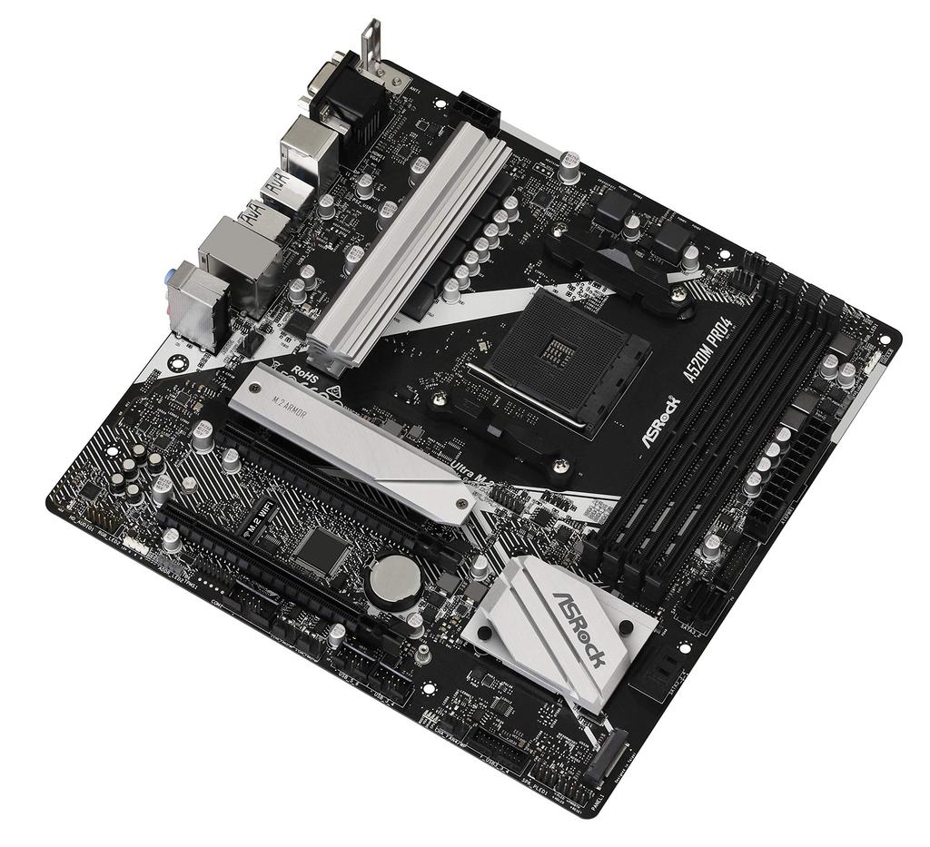 Материнская плата ASRock A520M Pro4 Micro ATX с чипсетом A520, совместимая с процессорами AMD Ryzen серии 3000/4000 (Розетка АМ4) [Авторизованный отечественный дистрибьютор