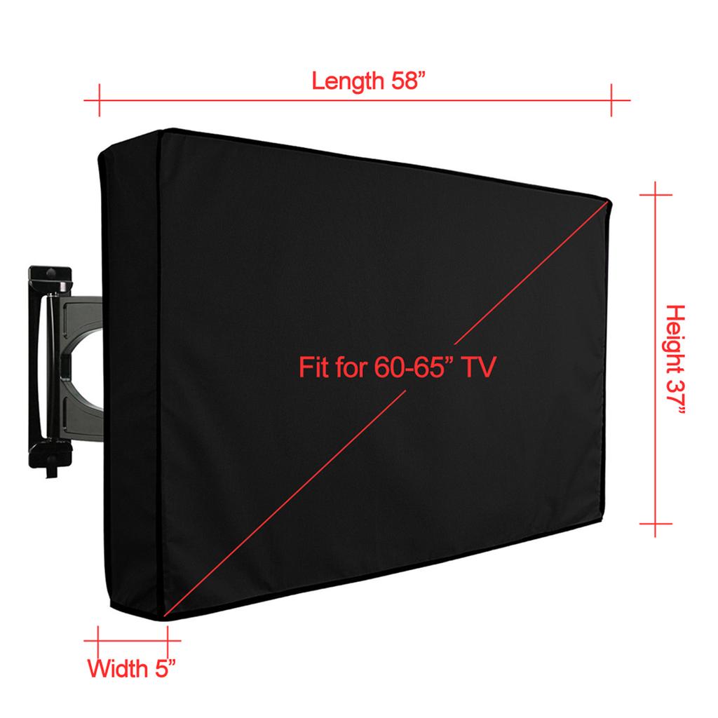 Outdoor TV Cover 60" 65" Waterproof Television Protector Remote Control Pocket Bottom Cover for LED LCD Plasma Television Sets