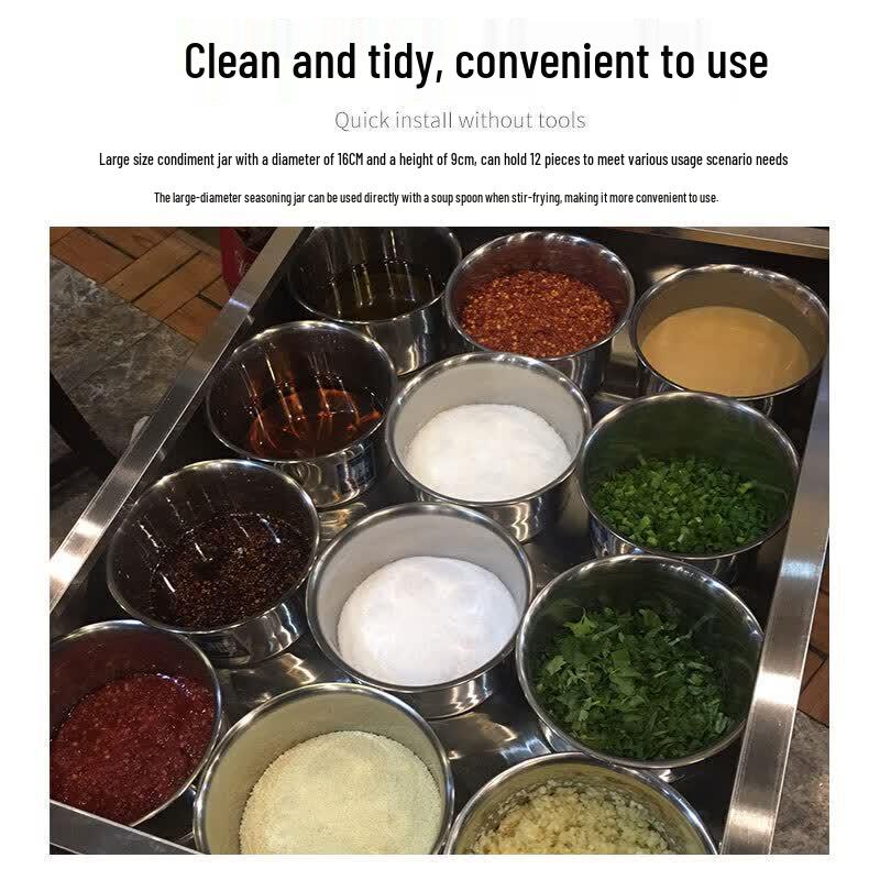 Stainless Steel Mobile Seasoning Cart