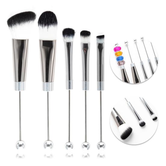 5 шт./компл. набор кистей для макияжа, сделай сам, металлическая ручка, бисер, тонкая мягкая щетина, натуральные нежные кисти с эффектом макияжа