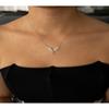 Zircon Stone Angel Wing Tarnish Resistant Gold Steel Necklace with Michael Angel Figure