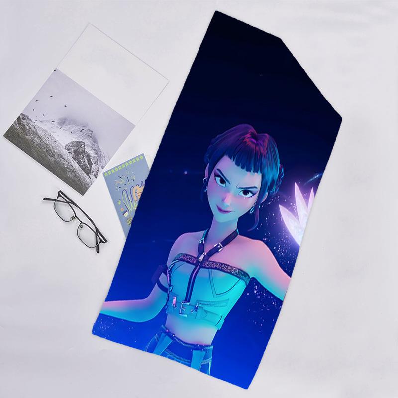 1pc KPop Demon Hunters ZOEY6 Beach Towel, Beach and Seaside Swimming Pool Equipment, Fashion Pattern, Rectangular, Travel Essentials