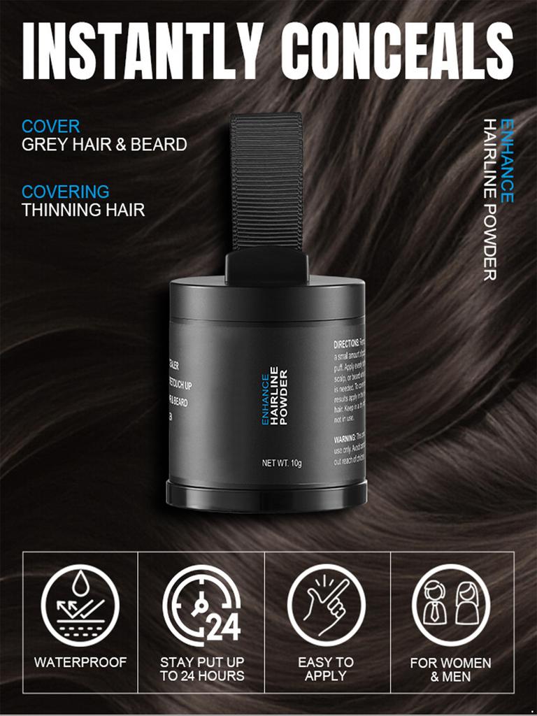 Пудра для подкрашивания линии роста волос и корней - 1 шт. Краска для волос для закрашивания седины и маскировки залысин, подходит для женщин и мужчин