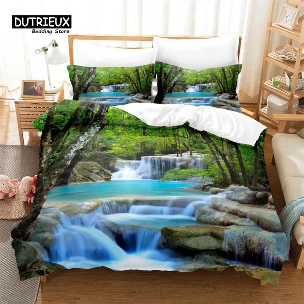 Natural Scenery Bedding Set, 3Pcs Duvet Cover Set, Soft Comfortable Breathable Duvet Cover, For Bedroom Guest Room Decor