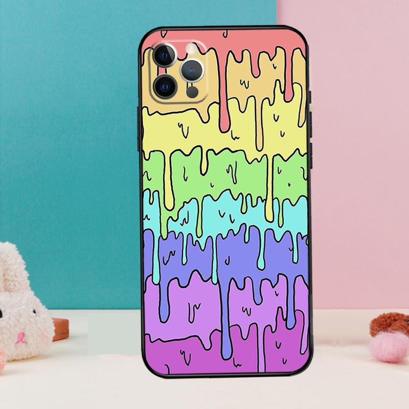 Pastel Kawaii Melting LGBTQ Design Phone Case For iPhone 17 Air 16 15 14 12 11 13 Pro Max 12 13 mini 15 16 Plus 16e Cover Coque