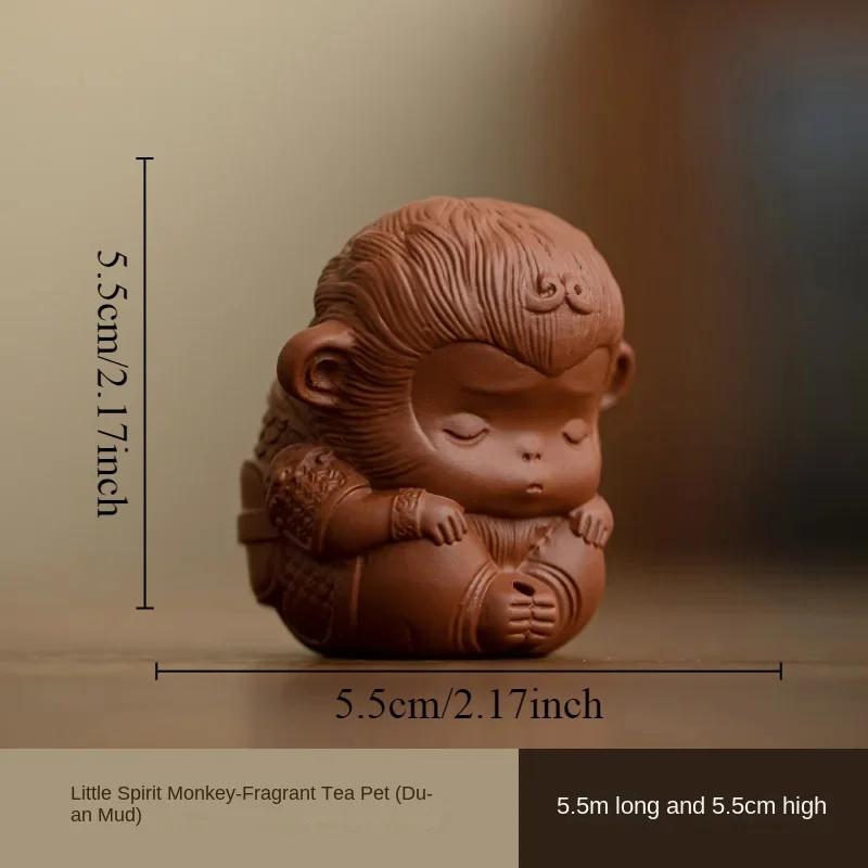 Chinoiserie Gift Ceramics Purple Clay Pottery Monkey King Sun Wukong Monkey Incense Sticks Craft Aromatherapy Tea Pet Desk Decor