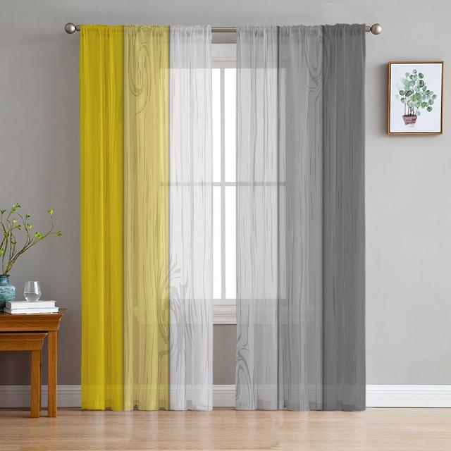 Винтажные текстуры дерева, современные шторы для гостиной, прозрачные тюлевые шторы, прозрачные оконные занавески для спальни, аксессуары, декор