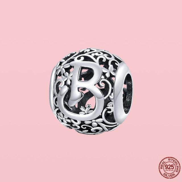 Новое поступление 925 пробы серебряный кулон круглой формы с буквами от A до Z подвески бусины подходят оригинальный браслет ожерелье ювелирные изделия
