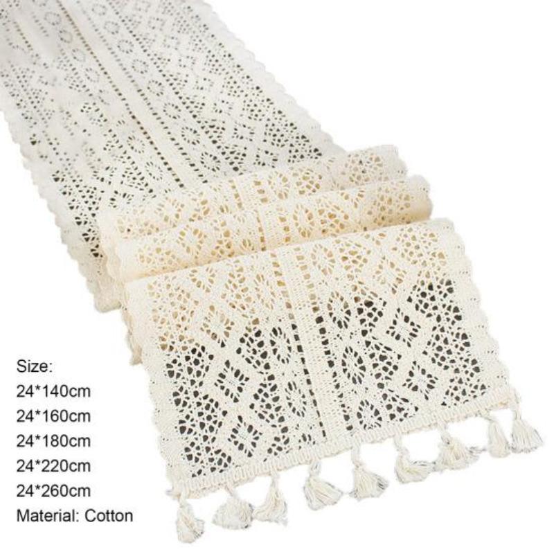 Solid Color Table Banner Delicate Texture Useful Hollow Multipurpose Decorative Table Cloth KTJ
