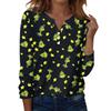 Women's Fashion Casual V-Neck Long Sleeve Decorative Button Christmas Print Top