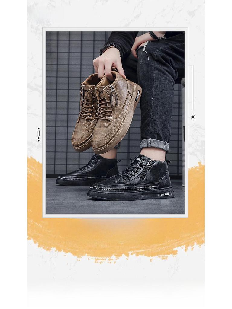 Мужские осенние высокие дышащие нескользящие ботинки Martin — универсальная рабочая обувь в корейском стиле