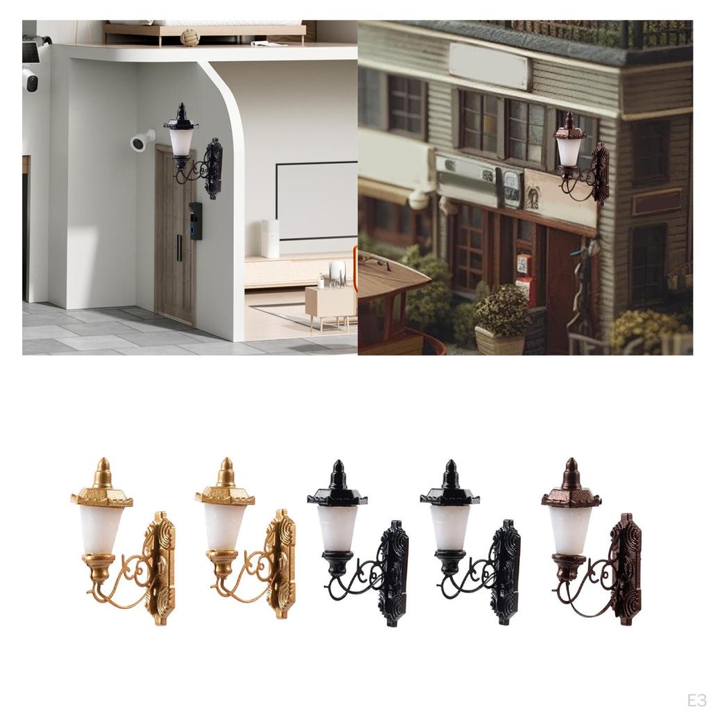 Миниатюрный настенный светильник Декорация DIY проекты Винтажная садовая модель Светящийся для 1/64 Здания