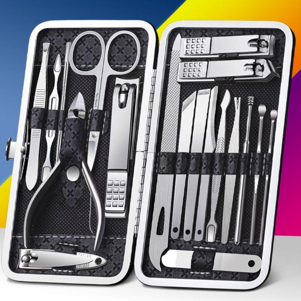 19Pcs Stainless Steel Nail Clippers Set Home Nail Care Kit Fashion Nail Sanding Tool Gift