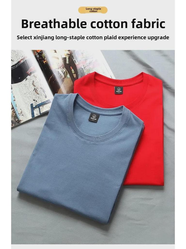 2024 Мужская молодежная футболка свободного кроя из хлопка с коротким рукавом