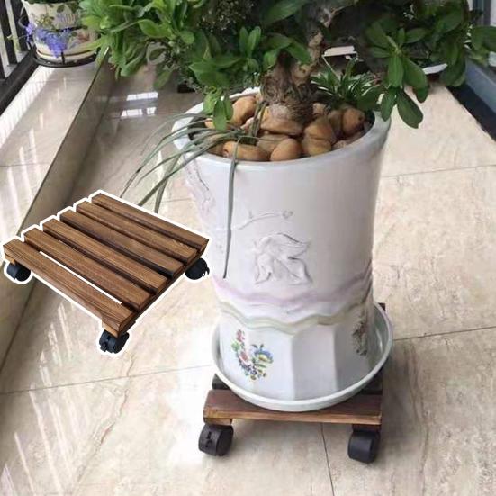 Деревянная подставка для растений на колесах с грузоподъемностью 40 кг, многофункциональная подставка для цветочных горшков с фиксируемыми на 360° роликами