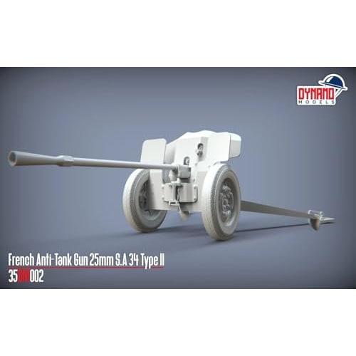 Dynamo Models 1/35 French Hotchkiss 25mm S.A. 34 Type 2 Anti-Tank Gun Premium Edition Plastic Model DYN35DM002P