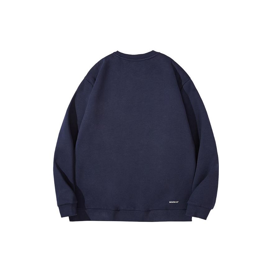 Li Ning Sports Lifestyle Series однотонный беговой свитер с логотипом флисовая толстовка мужская толстовка темно-синего цвета AWDTD83-4