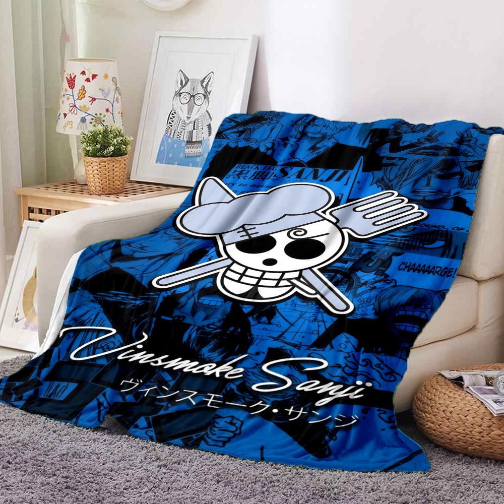 1PC One Piece Straw Hat Pirates Patterned Flannel Blanket Suitable For All Seasons For Home Decor Warmth And Comfort Gifts Holiday Present