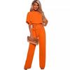 Women's Summer Button-Tie Short Sleeve Jumpsuit - European and American Style
