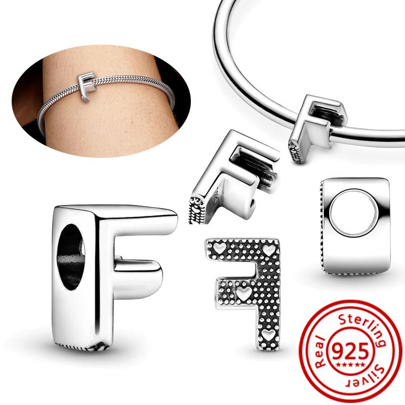 925 Чистая медь Символ бесконечности Полый Круг A-Z 26 Букв Алфавита Сияющие Циркониевые Бусины Подходят для Оригинального Браслета с Шармами Pantaro