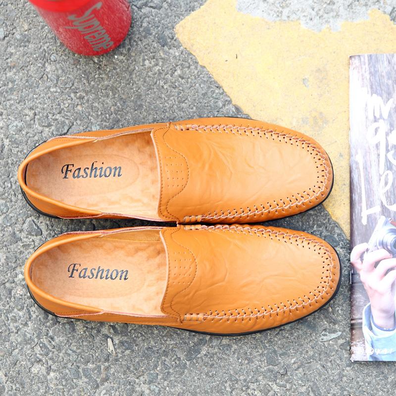 Casual Leather Shoes Men's Soft Bottom Non-slip Loafer Lazy Shoes Driving Shoes Middle-aged and Elderly Dad Shoes