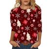 Spring and Autumn Round Neck Christmas Theme Pattern 3D Printed Top Fashionable Casual Long Sleeved Women's T-shirts