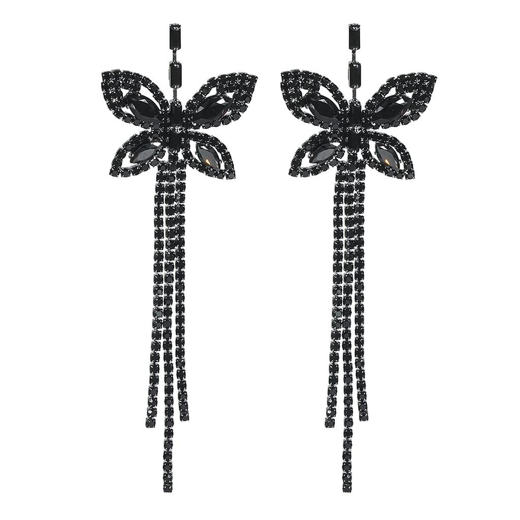 Ходьба Шоу Выступление Высокого Класса Чувство Преувеличенных Кристалл Длинные Серьги-Кисточки Серьги В Форме Бабочки Женские Серьги 1 Пара
