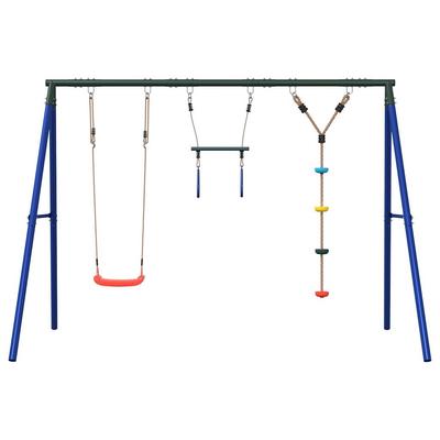 Swing Set with Trapezoid Swing Seat and Climbing Swing