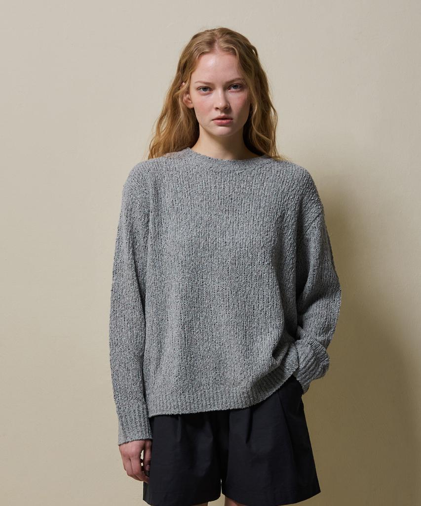 SHINE ON YOU Cotton Blend Loose Knit_ Soft Melange Gray