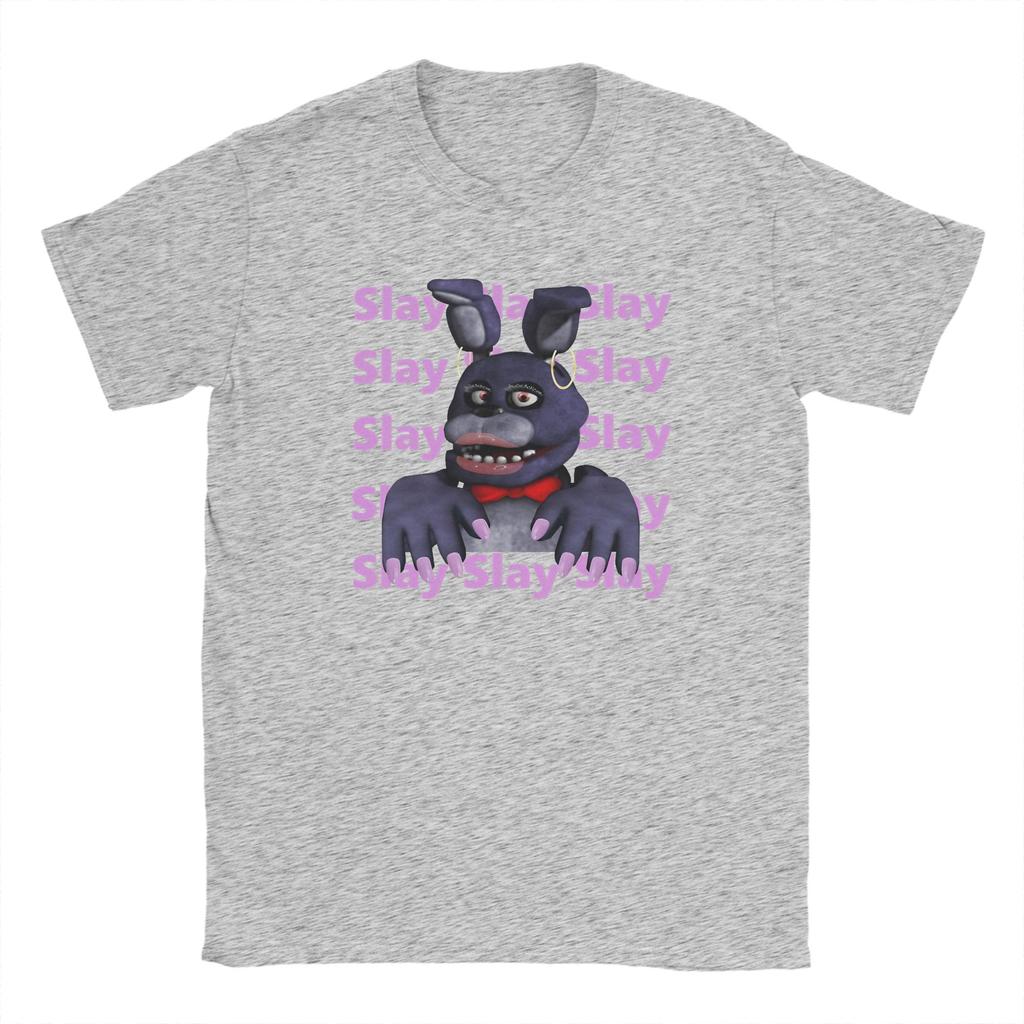 Мем Fnaf slay на месячных Мужские футболки FNAF At Freddys Футболка с коротким рукавом Круглый вырез Футболка Чистый хлопок Летняя одежда