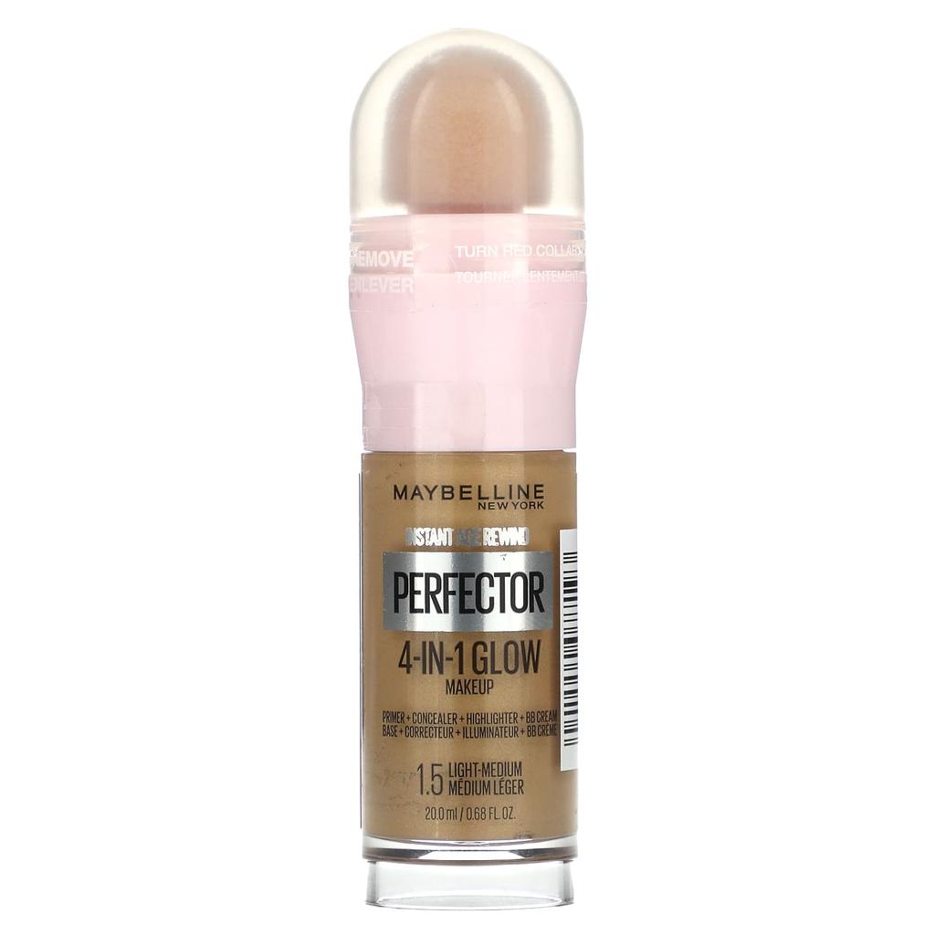 Maybelline Instant Age Rewind, Perfector 4-в-1 Glow Makeup, 1,5 светло-средний, 0,68 жидких унций (20 мл)