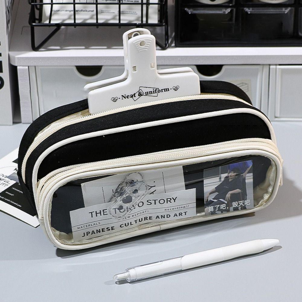 Dirt-resistant Pencil Case Double Layer Stationery Organizer Portable Pen Box  School Office