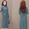 Autumn Winter Mid-length Knitted Dress Women's Solid Color Pullover Dress Thickened Half High Collar Bottoming Knitted Pockets Dress
